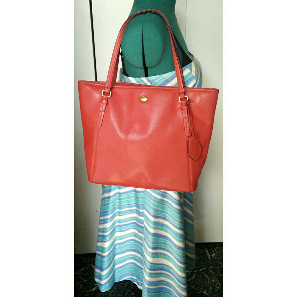 Sale Authentic Coach Peyton Leather Large Tote Red